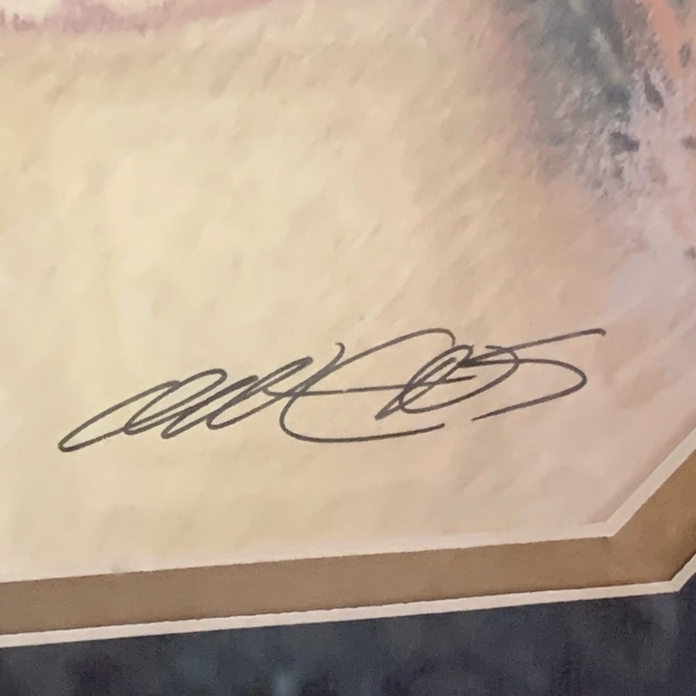 Little Flower Art signed Carl Owens. In an Elegant Gold & Black Glass frame - Picture 4 of 11